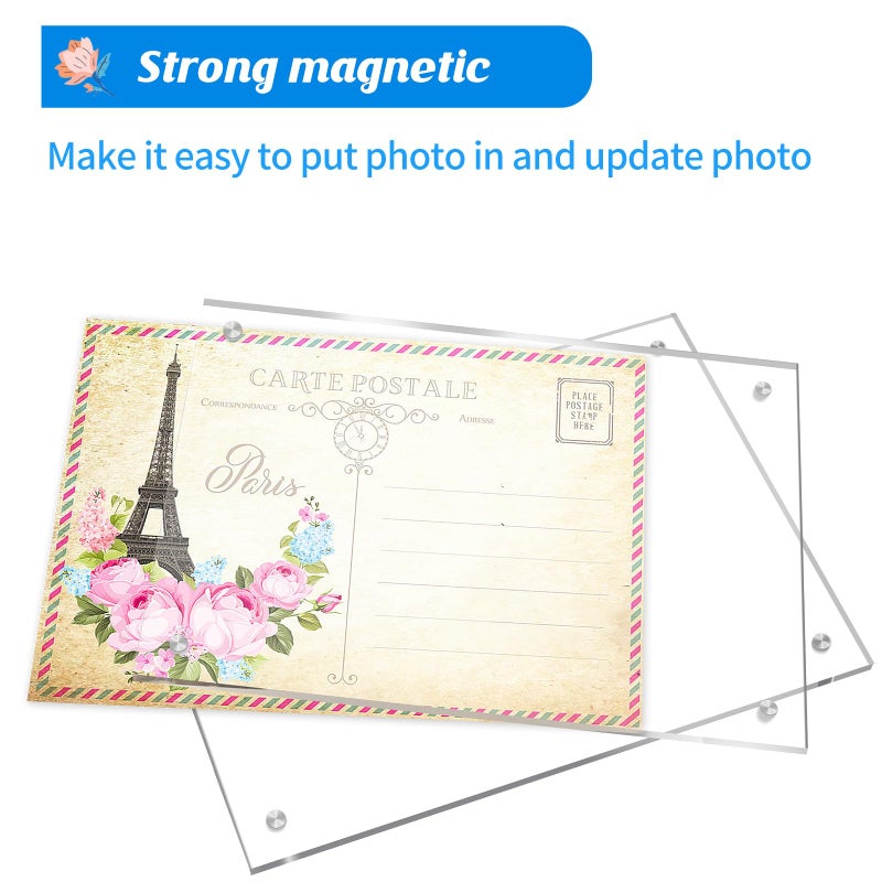جويوفيب Juoifip Acrylic Picture Frame 8x10 inch 2 Pack Pack Clear Magnetic Photo Frames Double Side Amoistanding Frame - Image 3