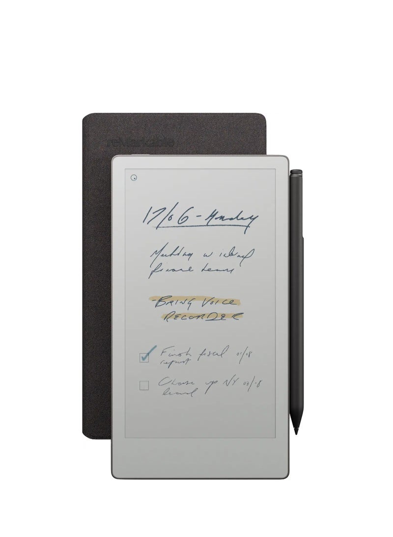 reMarkable - Paper Pro Move - 7.3" Paper Tablet with Marker Plus and Mosaic Weave Book Folio - Basalt - Image 1