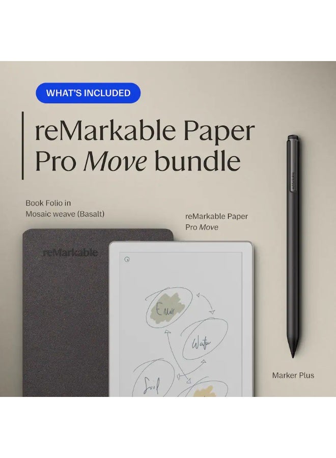 reMarkable - Paper Pro Move - 7.3" Paper Tablet with Marker Plus and Mosaic Weave Book Folio - Basalt - Image 4