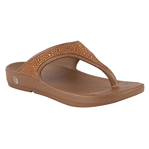 Neoz Ultra Soft Women's Slippers with Cushion FootBed for Adult | Comfortable & Light Weight| Stylish & Anti-Skid| Waterproof & Everyday Flip Flops for Ladies/Girls, W-SWAROVSKI-BRONZO_6 - Image 1
