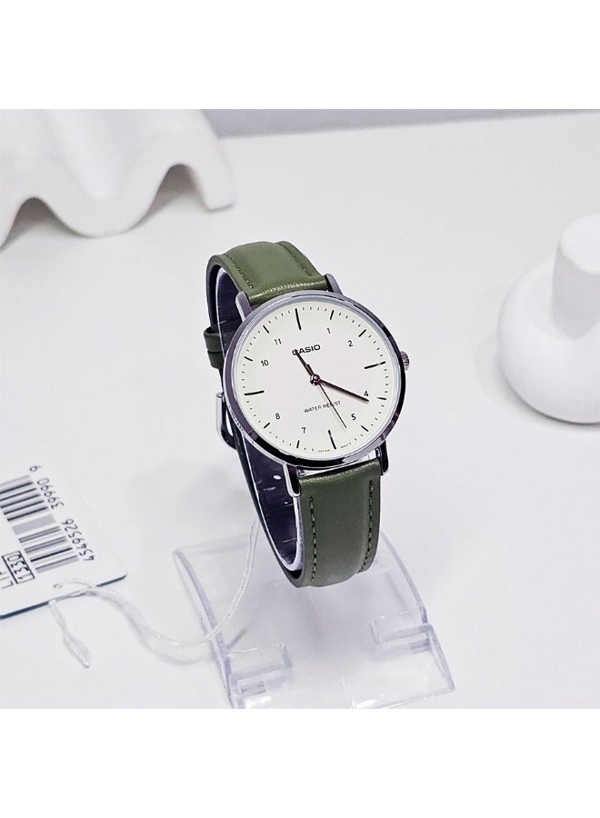 كاسيو ساعة كاسيو LTP-VT03L-3BDF للنساء – إطار ذهبي مع قرص أخضر وحزام جلد أخضر - Image 2