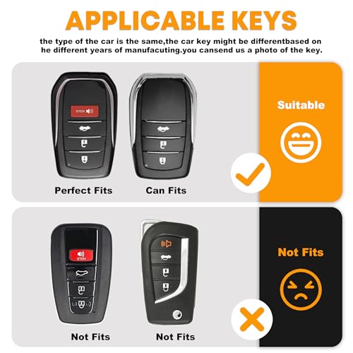 OMU Metal Key Fob Cover Case Compatible with Toyota, Zinc Alloy Keychain Compatible with Toyota 2019-2024 Venza&Land Cruiser& Fortuner&Grand Highlander&Corolla Cross&Hilux-Type A,4 Button Model - Image 2