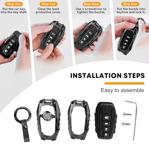 OMU Metal Key Fob Cover Case Compatible with Toyota, Zinc Alloy Keychain Compatible with Toyota 2019-2024 Venza&Land Cruiser& Fortuner&Grand Highlander&Corolla Cross&Hilux-Type A,4 Button Model - Image 3