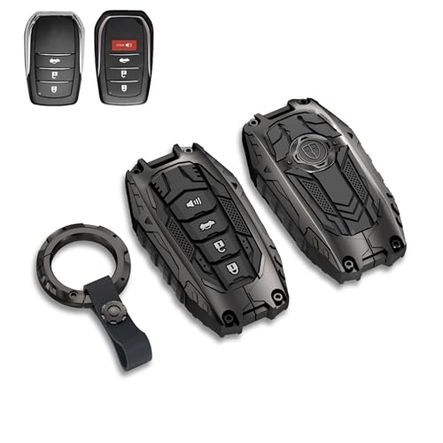 OMU Metal Key Fob Cover Case Compatible with Toyota, Zinc Alloy Keychain Compatible with Toyota 2019-2024 Venza&Land Cruiser& Fortuner&Grand Highlander&Corolla Cross&Hilux-Type A,4 Button Model - Image 1
