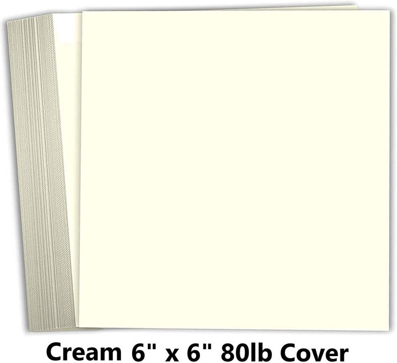 Hamilco 6x6 Cream White Scrapbook Cardstock Paper 80lb Cover Card Stock 100 Pack - Image 2