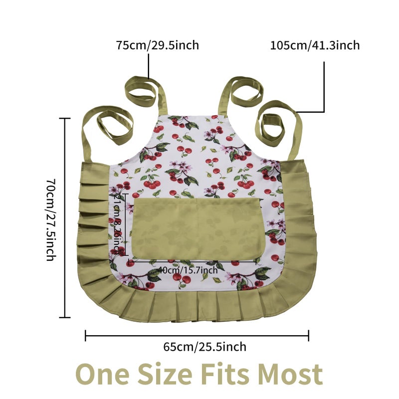 Alex Virtue Vintage Floral Apron for Women with Functional Pockets Adjustable Neck Strap for Cooking Baking Mother's Gift (berry) - Image 5