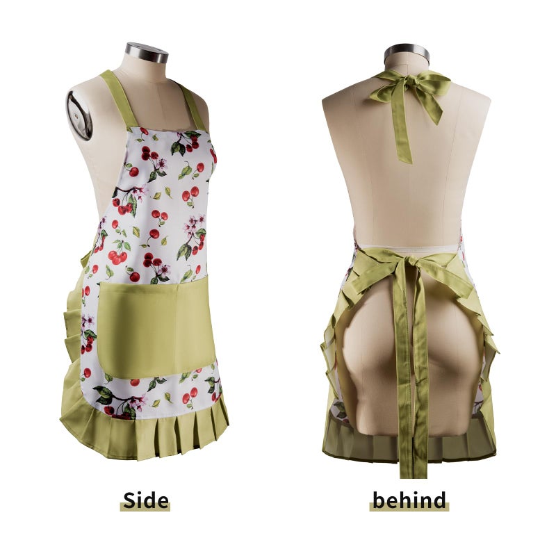 Alex Virtue Vintage Floral Apron for Women with Functional Pockets Adjustable Neck Strap for Cooking Baking Mother's Gift (berry) - Image 2