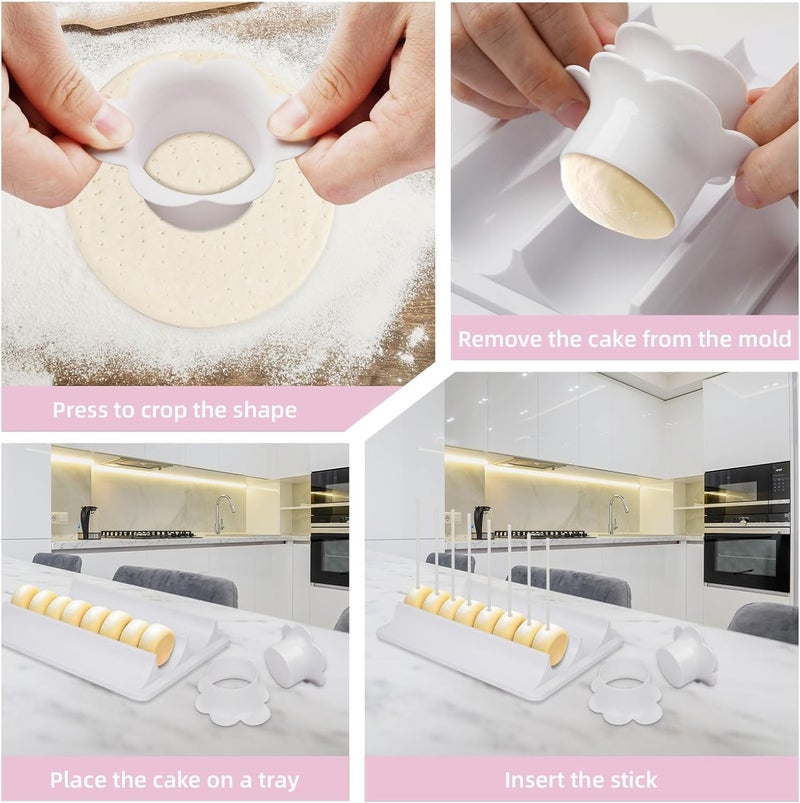 RAWILL Cake Pop Mold with Tray,50 Sticks,ABS Circle Cake Pop Cutter and Pusher-Non-3D Printed,High-Capacity Dual-Cavity Tray for Parties, Wedding,Home Desserts Making - Image 5