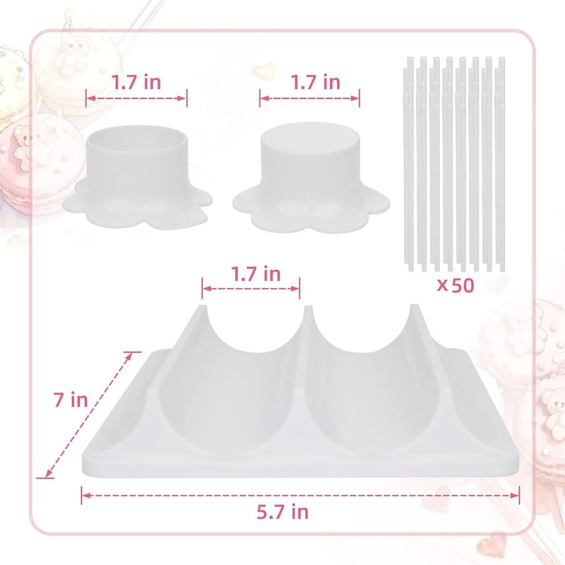 RAWILL Cake Pop Mold with Tray,50 Sticks,ABS Circle Cake Pop Cutter and Pusher-Non-3D Printed,High-Capacity Dual-Cavity Tray for Parties, Wedding,Home Desserts Making - Image 3