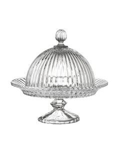 Elegant Serving plate with a base and a clear glass cover for sweets, cupcakes and all pastries, size 20*19 cm  - Image 1