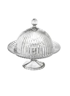 Elegant Serving plate with a base and a clear glass cover for sweets, cupcakes and all pastries, size 20*19 cm  - Image 2