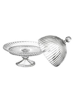 Elegant Serving plate with a base and a clear glass cover for sweets, cupcakes and all pastries, size 20*19 cm  - Image 4