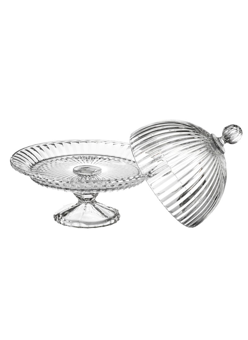 Elegant - Serving plate with a base and a clear glass cover for sweets, cupcakes and all pastries, size 20*19 cm - Image 1