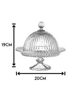 Elegant Serving plate with a base and a clear glass cover for sweets, cupcakes and all pastries, size 20*19 cm  - Image 5