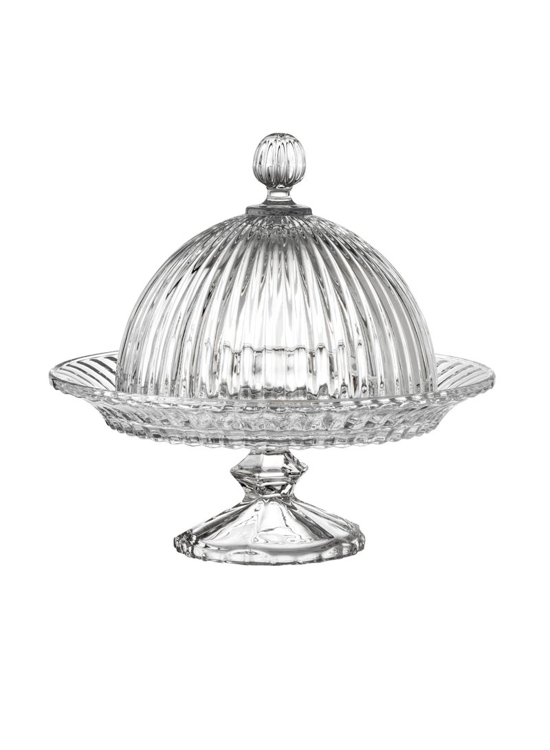 Elegant Serving plate with a base and a clear glass cover for sweets, cupcakes and all pastries, size 20*19 cm - Image 2