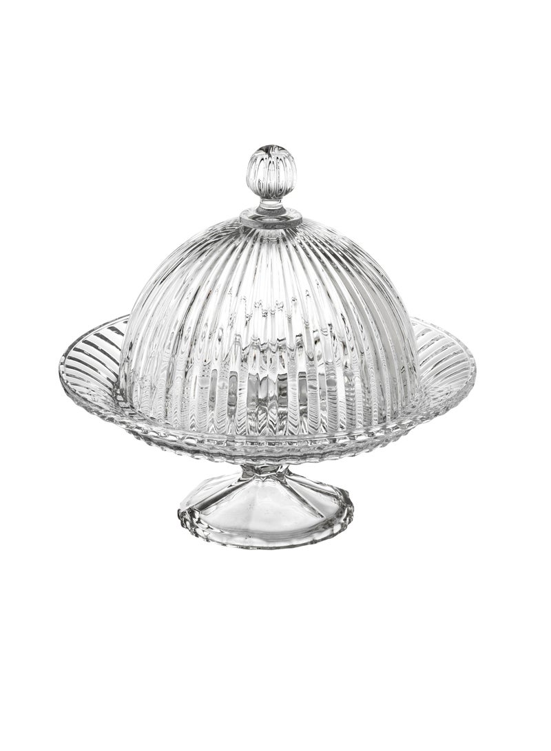 Elegant Serving plate with a base and a clear glass cover for sweets, cupcakes and all pastries, size 20*19 cm - Image 3