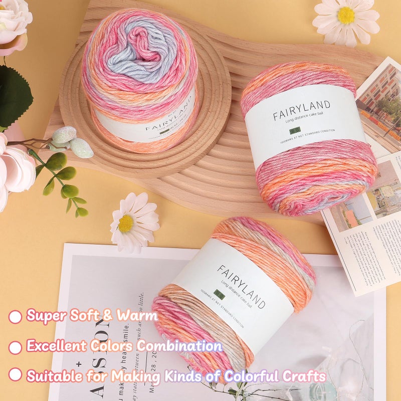 Aeelike Gradient Yarn for Crocheting, 3 Skeins Cake Yarns 100g (3.52 oz) 245m (267 Yards) # 3 Light Weight Super Soft OmbrÃ© Yarns for Making Blanket Scarves Sweaters, Pink Purple Gradient - Image 5