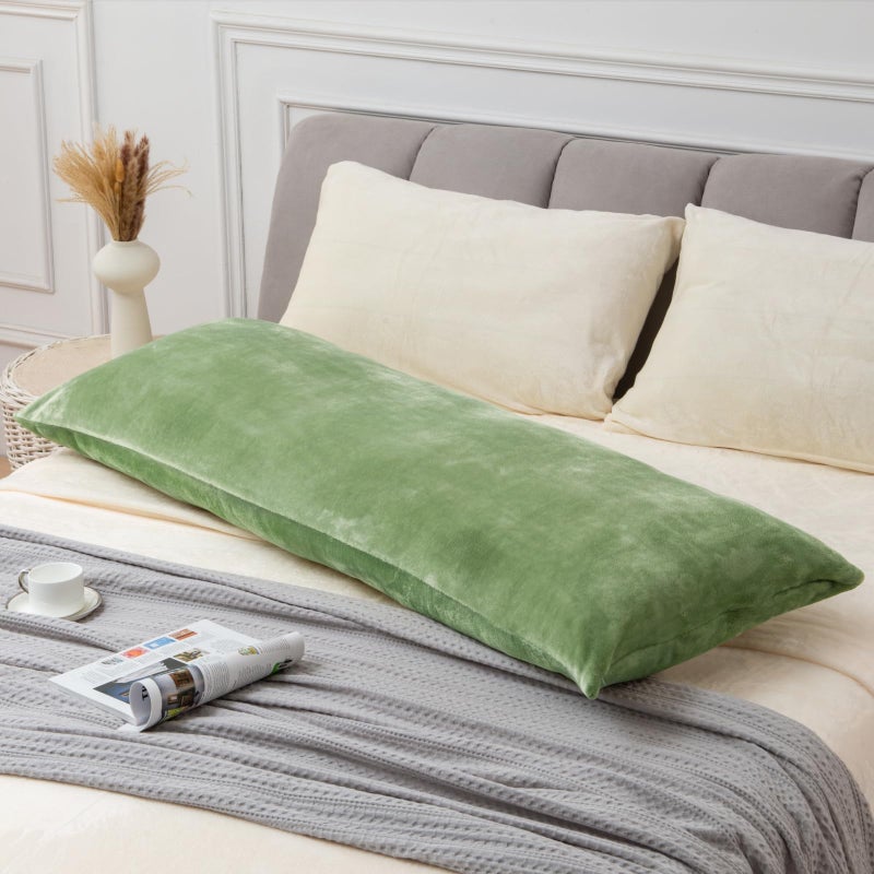 BEDELITE Body Pillow Cover with Zipper Closure, Super Soft and Cozy Fuzzy Fleece Body Pillow Case Cover 20 x 54 Inches, Sage Green - Image 2