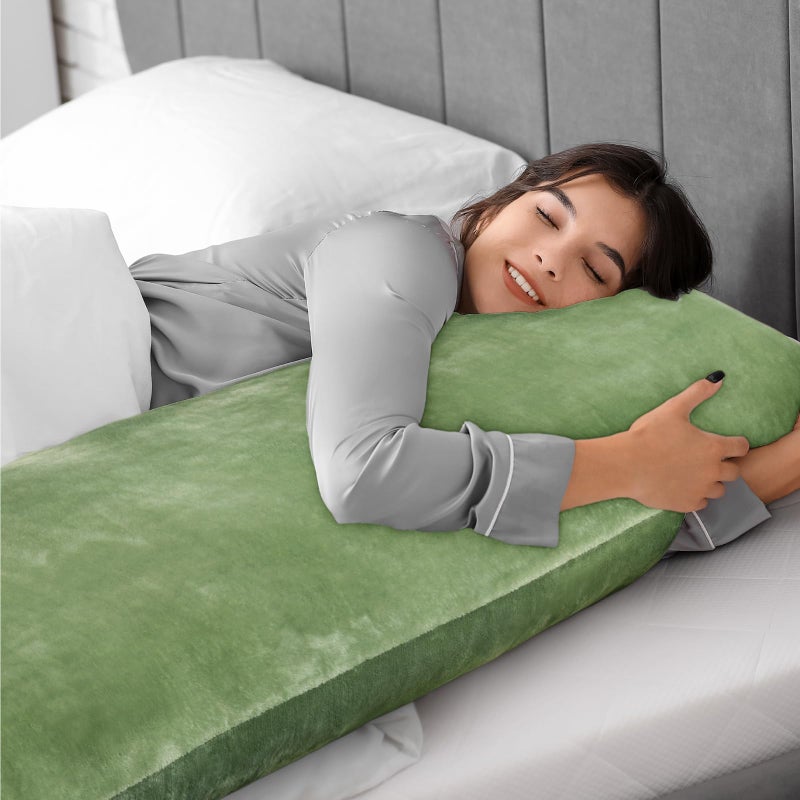 BEDELITE Body Pillow Cover with Zipper Closure, Super Soft and Cozy Fuzzy Fleece Body Pillow Case Cover 20 x 54 Inches, Sage Green - Image 5