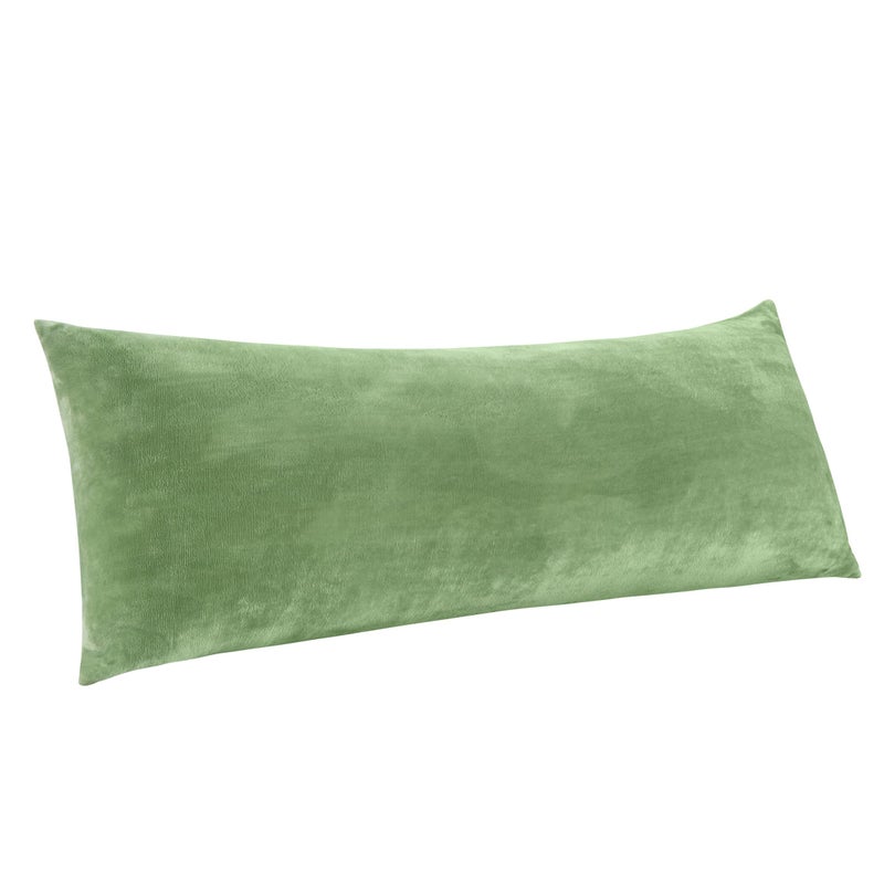 BEDELITE Body Pillow Cover with Zipper Closure, Super Soft and Cozy Fuzzy Fleece Body Pillow Case Cover 20 x 54 Inches, Sage Green - Image 1