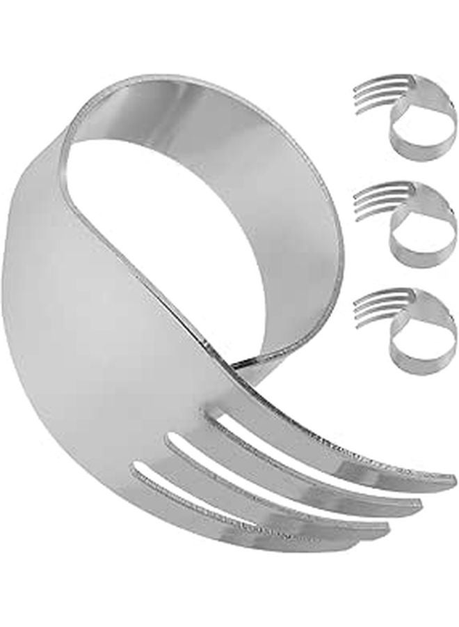 Silver Fork Shaped Metal Napkin Rings Set For Wedding Dining Table Decoration - Image 1
