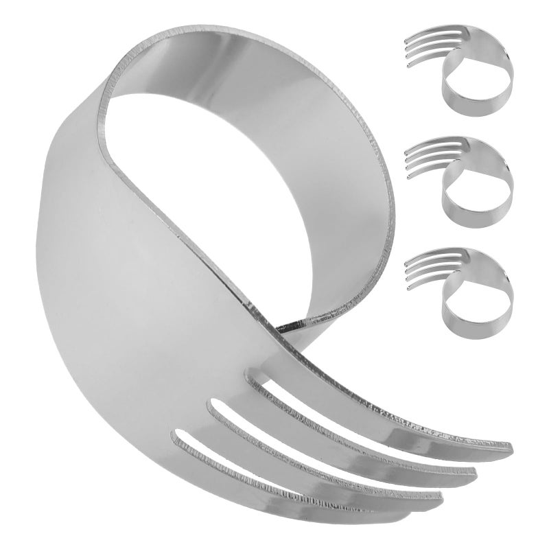 Silver Fork Shaped Metal Napkin Rings Set For Wedding Dining Table Decoration - Image 2