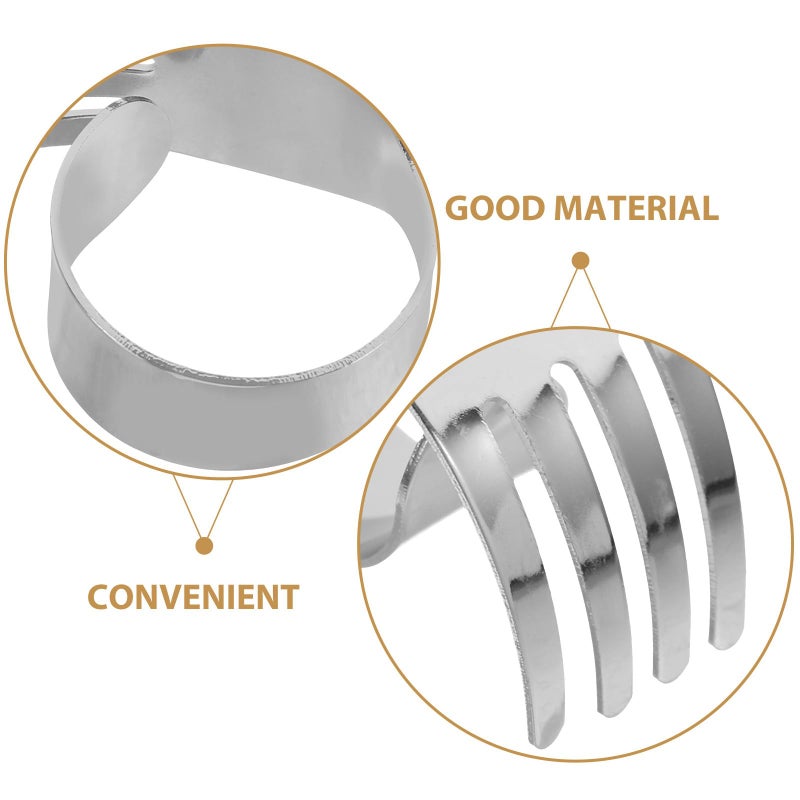 Silver Fork Shaped Metal Napkin Rings Set For Wedding Dining Table Decoration - Image 4