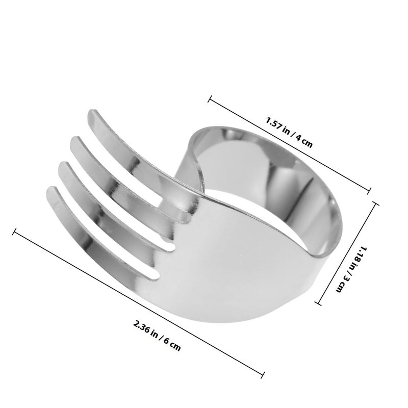Silver Fork Shaped Metal Napkin Rings Set For Wedding Dining Table Decoration - Image 3