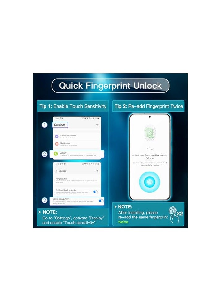 JETech Screen Protector for Samsung Galaxy S24 5G 6.2-Inch with Camera Lens Protector, Tempered Glass Film, Fingerprint ID Compatible, HD Clear, 2-Pack Each - Image 4