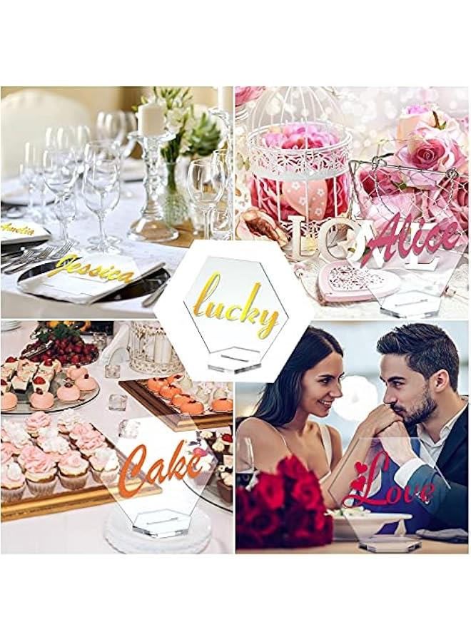 Arabest Acrylic Table Numbers 10 PC Hexagon Table Numbers Wedding Place Card with Holder Sublimation DIY Clear Name Cards for Wedding Reception Banquet Party(Classic Style,10 Pieces)  - Image 5