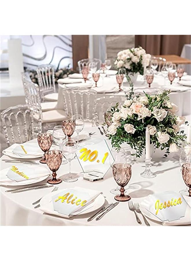Arabest Acrylic Table Numbers 10 PC Hexagon Table Numbers Wedding Place Card with Holder Sublimation DIY Clear Name Cards for Wedding Reception Banquet Party(Classic Style,10 Pieces)  - Image 3