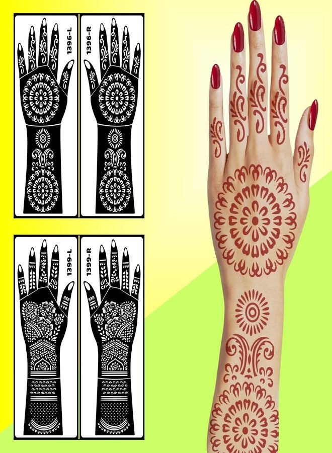 ORDERSHOCK Beautiful Floral Backhand Mehndi Stencil Sticker Easy To Use Template For Eid, Teej, Rakhi And Special Occasions - Image 3