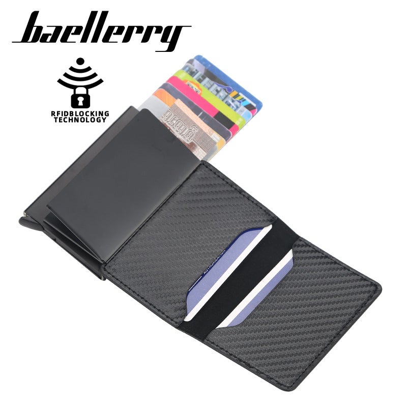بايلليري حافظة بطاقات رجالية من baellerry بحماية RFID ضد المسح، محفظة للعمل والتنقل باللون البني الغامق - Image 4