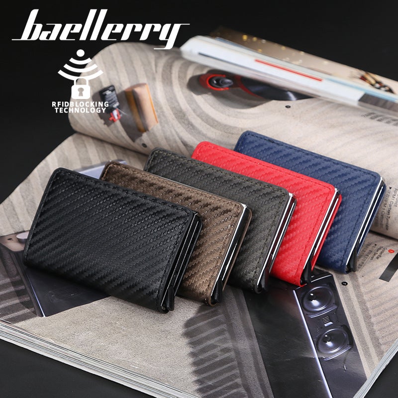 بايلليري حافظة بطاقات رجالية من baellerry بحماية RFID ضد المسح، محفظة للعمل والتنقل باللون البني الغامق - Image 3