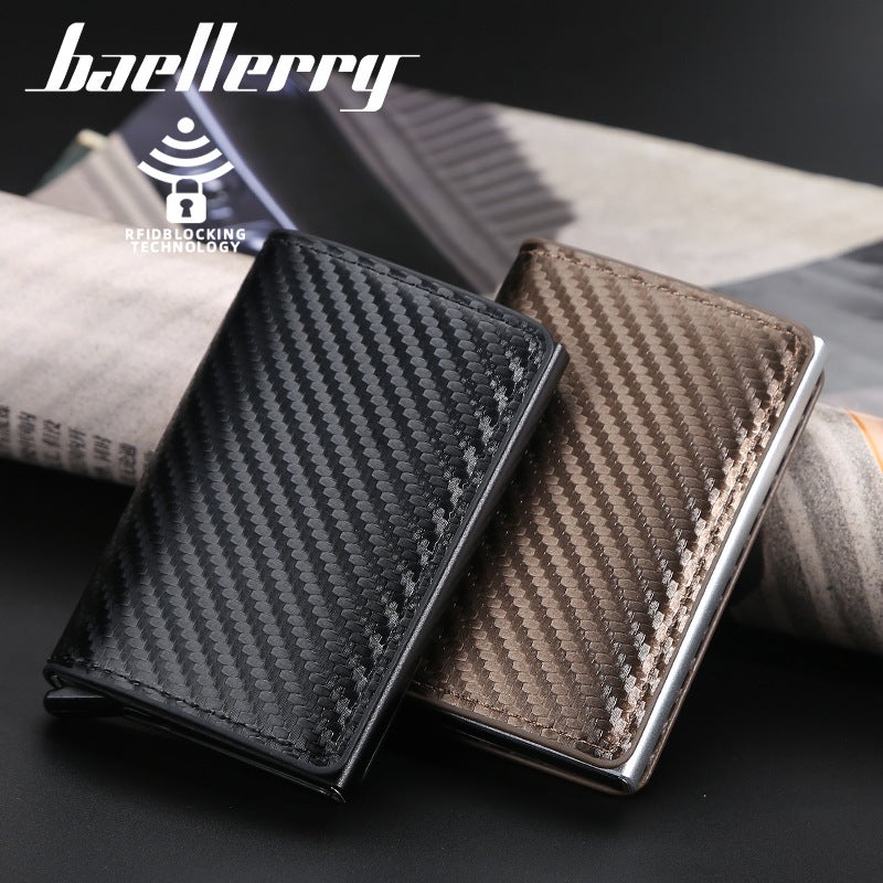 بايلليري حافظة بطاقات رجالية من baellerry بحماية RFID ضد المسح، محفظة للعمل والتنقل باللون البني الغامق - Image 5