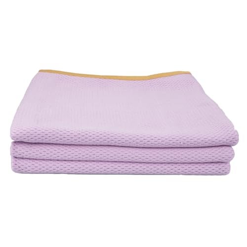 Maxshine 3 Pack Microfiber Towel (520GSM) - Purple with Yellow Silk Border, Professional Drying Cloths for Car Detailing - 20”x27.5” (51x70cm) - Ultra Soft, Scratch-Free Auto Detailing Towels - Image 1