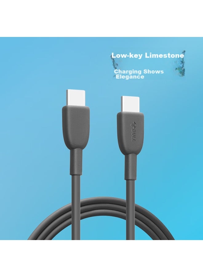 bull C-c Male To Male Fast Charging Data Cable, Ctoc 3a//60w Max/1m/compatible With Iphone 15/huawei/xiaomi/tablets/laptops, Pebble Gray - Image 4
