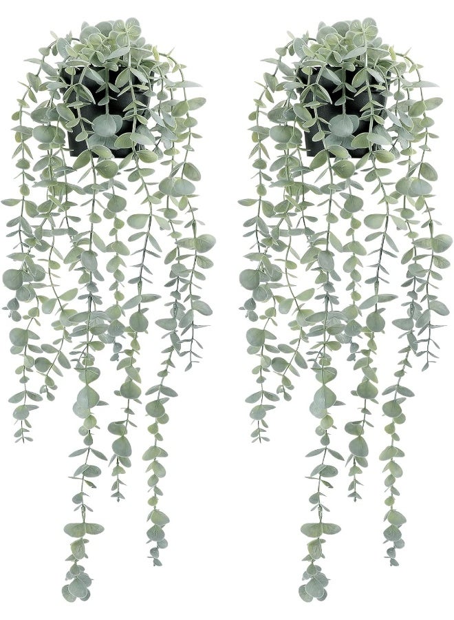 Cocoboo COCOBOO 2pcs Artificial Hanging Eucalyptus Plants for Shelf, Fake Potted Plant Faux Drooping Plant for Wall Room Home Patio Indoor Outdoor Décor - Image 1