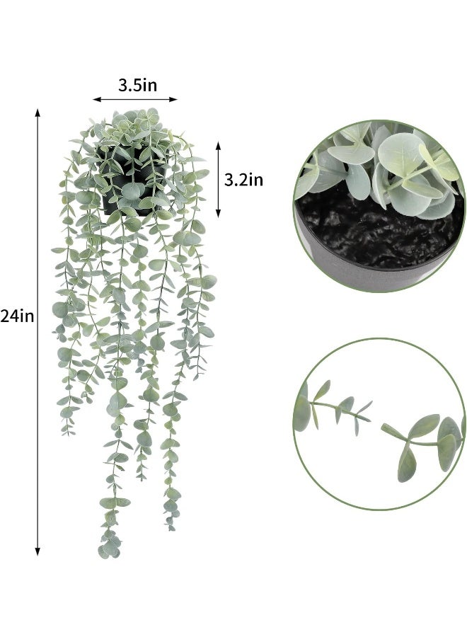 Cocoboo COCOBOO 2pcs Artificial Hanging Eucalyptus Plants for Shelf, Fake Potted Plant Faux Drooping Plant for Wall Room Home Patio Indoor Outdoor Décor - Image 2