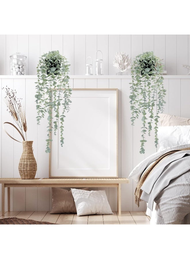 Cocoboo COCOBOO 2pcs Artificial Hanging Eucalyptus Plants for Shelf, Fake Potted Plant Faux Drooping Plant for Wall Room Home Patio Indoor Outdoor Décor - Image 5