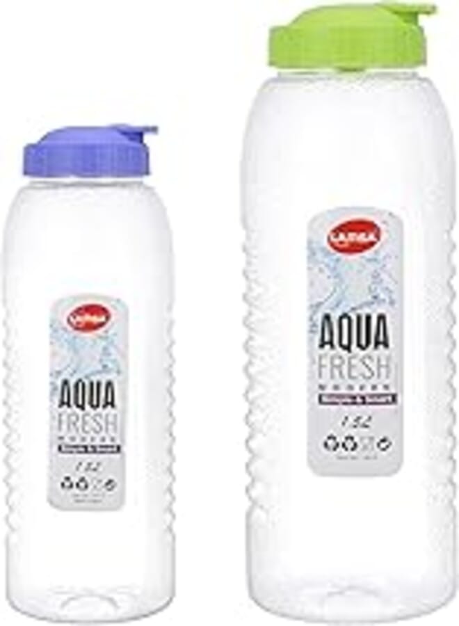 Lamsa Lamsa plastic water and juice bottle set 1.5 liters, made in egypt green and purple