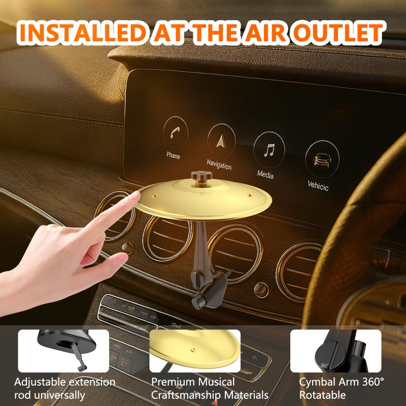 MENGBEI Car Cymbal Air Vent, Mini Car Crash Cymbals, Add Fun to Your Drive with Car Drum | A Great Gift For Drummers And Music Lovers | All Vehicle Types (Gold, 5.5 Inch) - Image 3