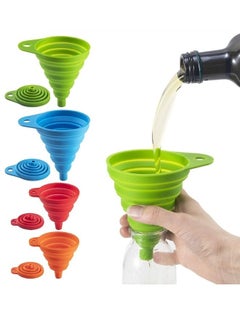 Collapsible silicone funnel for pouring liquid into the bottle multicolored