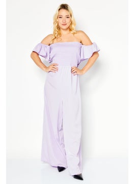 Women Off Shoulder Ruffle Sleeve Jumpsuit, Lilac - pzsku/Z53EA2E89FF302DB1D666Z/45/_/1727187909/4bcd9a6a-de71-4b45-802f-afdc8df7dc2d