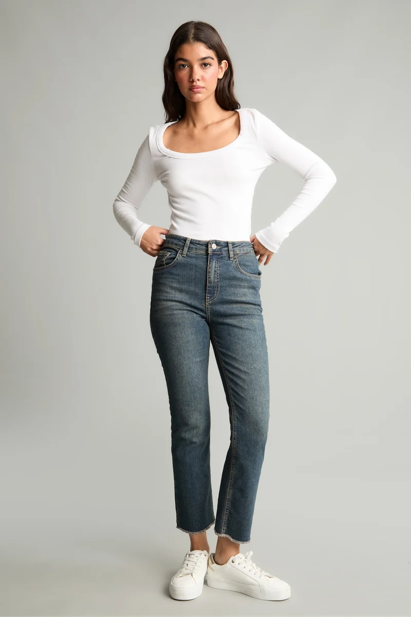 Crop Flare Fit High Waist Ankle Length Jeans
