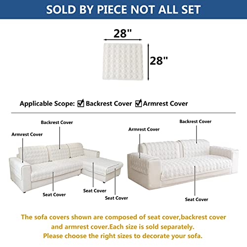 Eismodra Armrest Covers,Sectional Couch Covers,L Shape Sofa Slipcover Furniture Protector for Dogs Cats Pet Chaise Lounge 3 Cushion Couch Loveseat,White 28 x 28 inches (Only 1 Piece) - Image 5