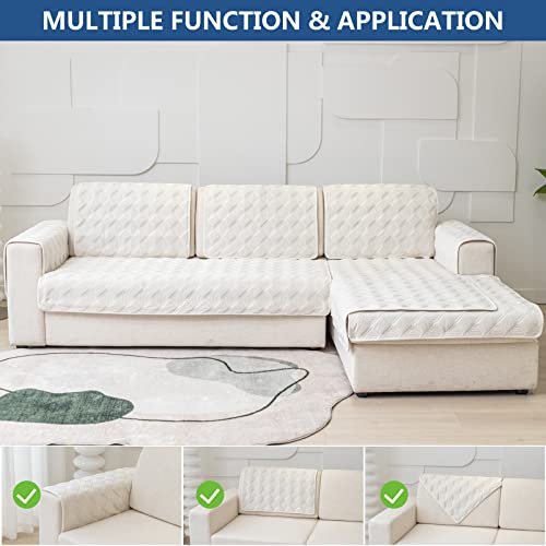 Eismodra Armrest Covers,Sectional Couch Covers,L Shape Sofa Slipcover Furniture Protector for Dogs Cats Pet Chaise Lounge 3 Cushion Couch Loveseat,White 28 x 28 inches (Only 1 Piece) - Image 2