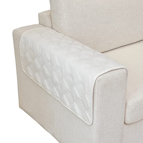 Eismodra Armrest Covers,Sectional Couch Covers,L Shape Sofa Slipcover Furniture Protector for Dogs Cats Pet Chaise Lounge 3 Cushion Couch Loveseat,White 28 x 28 inches (Only 1 Piece) - Image 1