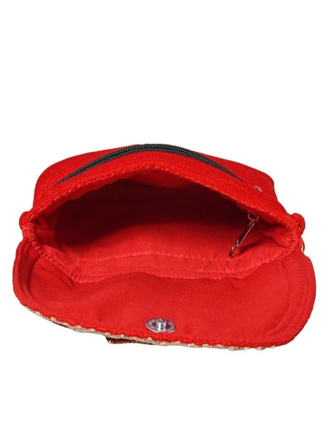 Coco Candy Women's Casual Lightweight Stylish Handbag | Velvet Red Sling Bag for Women - Perfect for Daily Use with Gold Chain - Image 3
