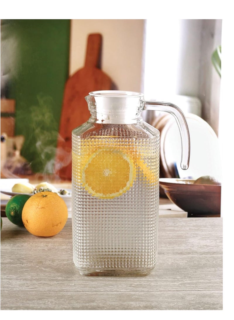 Circleware Frigo Decorative Glass Pitcher with Lid, Glass Water Pitcher for Beverages, Juice, Kombucha, and Cold Drinks, 68 oz, Clear - Image 3